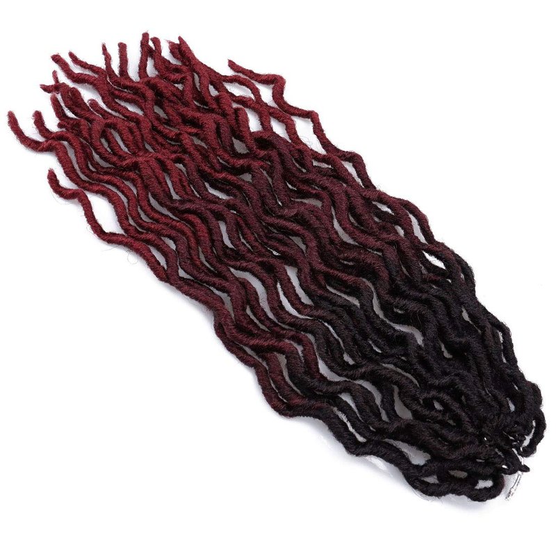 18 Inch Goddess Faux locs Crochet Hair 6 Packs/Lot Soft Gypsy Locs Wavy Crochet Braids Dreadlocks 3Tone Curly Wavy Twist Braiding Hair Extensions African Roots Braid(1B/99J/530#)