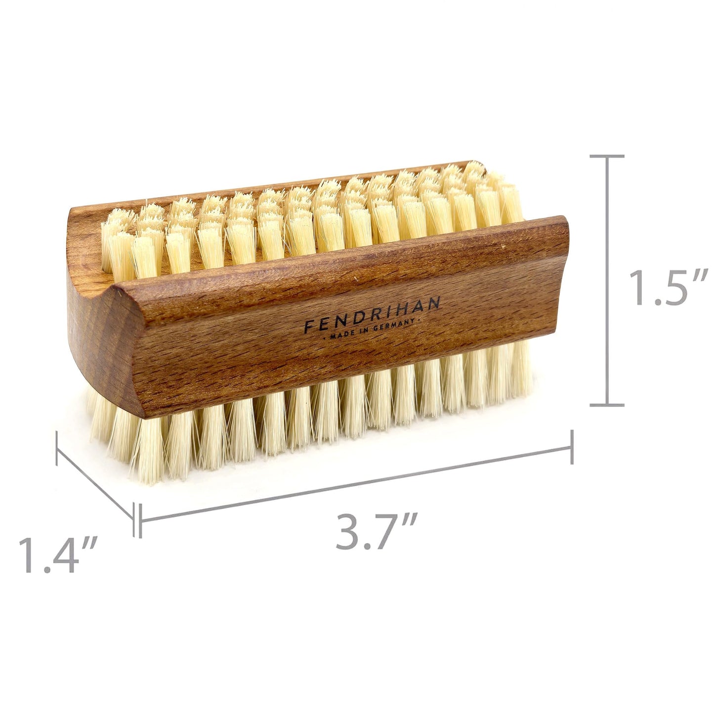 Fendrihan Genuine Boar Bristle Nail Brush with Beech Wood Handle, Made in Germany (Light Bristles)