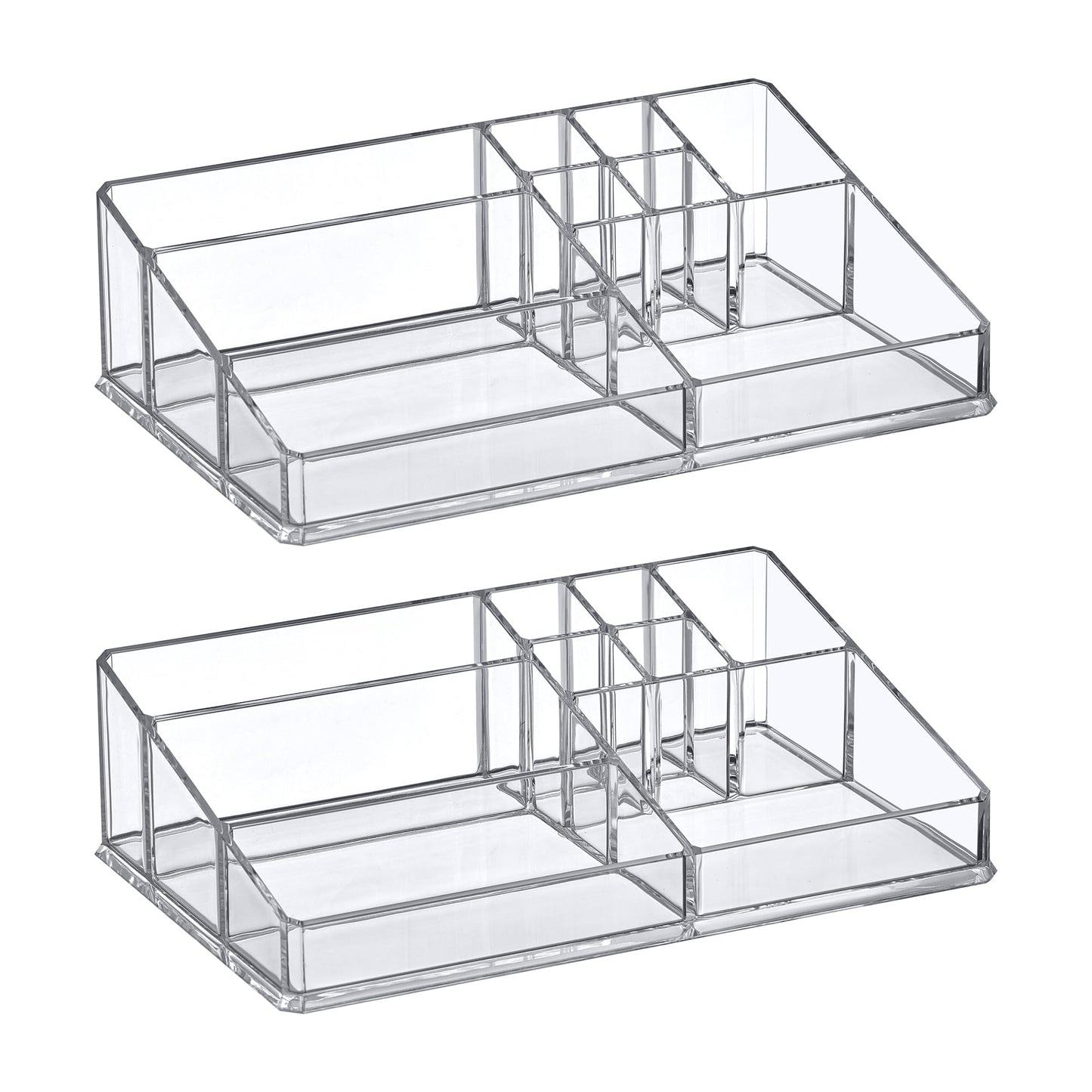 Amazing Abby - Tiffany - Acrylic Cosmetic Organizer (1-Pack), Transparent Plastic Makeup Holder, Compartmented, Shatter-Proof, Perfect Bathroom Vanity Storage Solution for Beauty Supply, Large