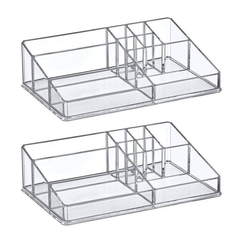 Amazing Abby - Tiffany - Acrylic Cosmetic Organizer (1-Pack), Transparent Plastic Makeup Holder, Compartmented, Shatter-Proof, Perfect Bathroom Vanity Storage Solution for Beauty Supply, Large