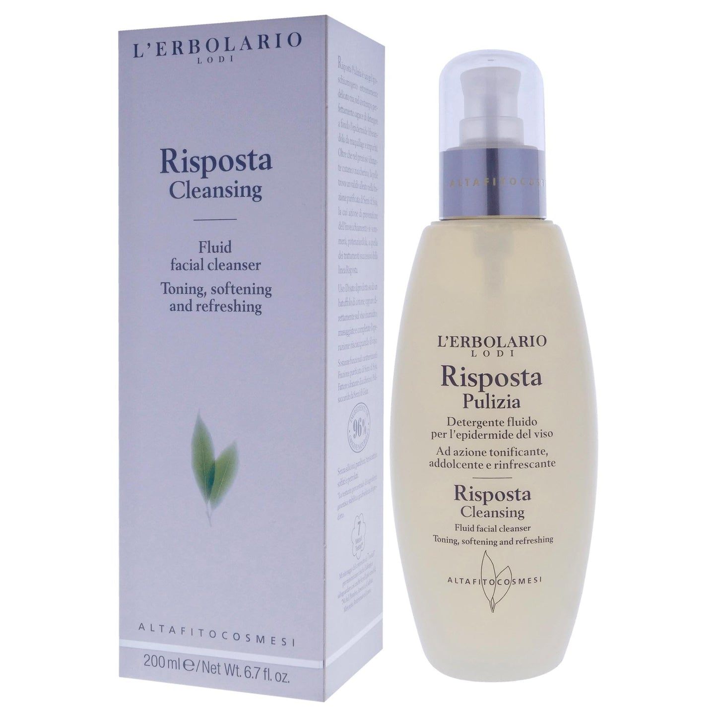 LErbolario Risposta Fluid Facial Cleanser, 6.7 oz - Facial Cleanser - Low-Foam Gel - Removes Makeup - Moisturizing and Nourishing - Cruelty-Free