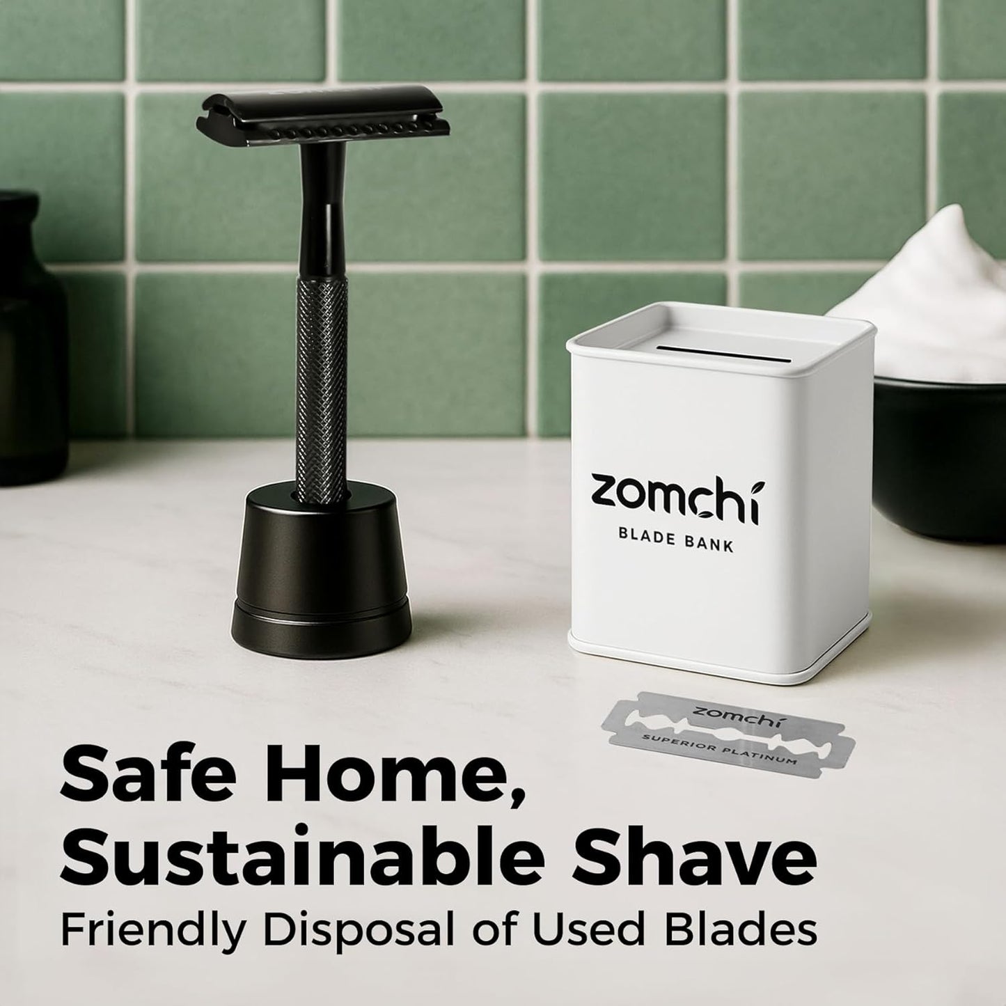 ZOMCHI Razor Blade Bank for Safety Razor Blade Storagement, Used Double Edge Safety Razor Blade Disposal Case (Black)
