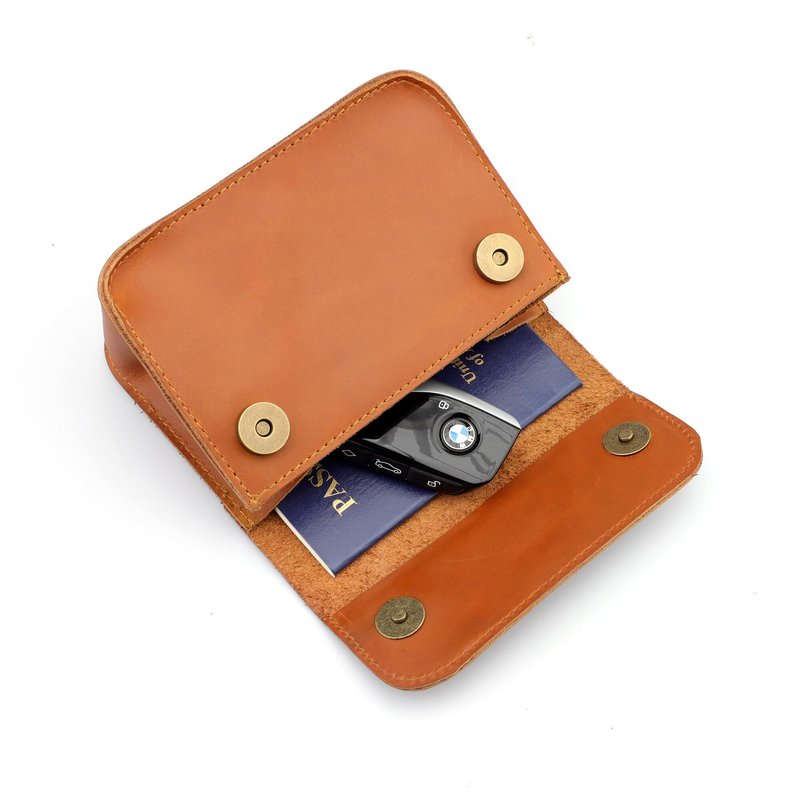 NGGU Yellow Full-Grain Leather Mini Pouch - 6 Inch Small Travel Organizer for Women, Cosmetic Jewelry Coin Cable Case
