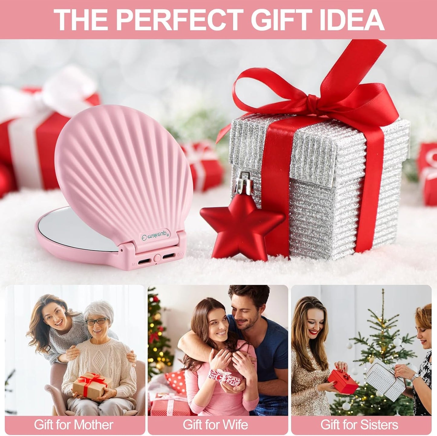 Compact Makeup Mirror with Lights - 2-Sided Folding Magnifying Mirror 3.5” | Lightweight & Shatterproof Gift for Women
