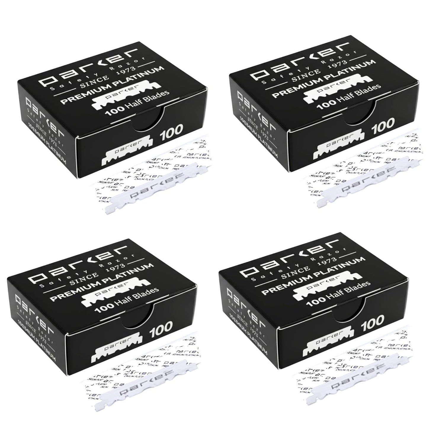 Parker Premium Platinum 1/2 Blades, 400 COUNT - For Professional Barber, Shavette and Disposable Straight Razors