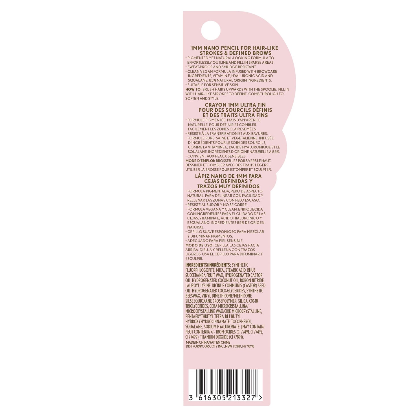 Covergirl Clean Fresh Brow Nano, 500 Medium Brown, Eyebrow Pencil, Ultra-Precise Tip, Waterproof, Transfer-Resistant, Built-In Spoolie, Vegan Formula, 0.001oz