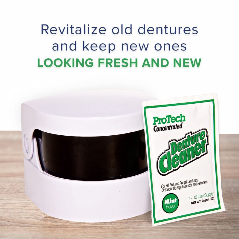 ProTech Removable Appliance Care Kit, Denture, Retainer, & Aligner and Cleaning Bundle with Ultrasonic Denture Retainer Cleaner, Brush, Solution, Informational Brochure, Pack of 3