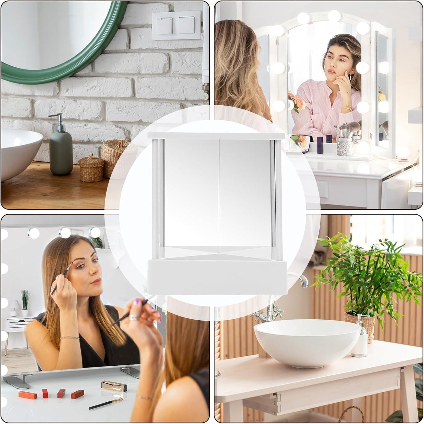 Oulores Non-Reversing Mirror with Real Image Reflection - Beveled Standing Cosmetic Inverted Mirror for Makeup, Hair Styling, Grooming, Facial Correction