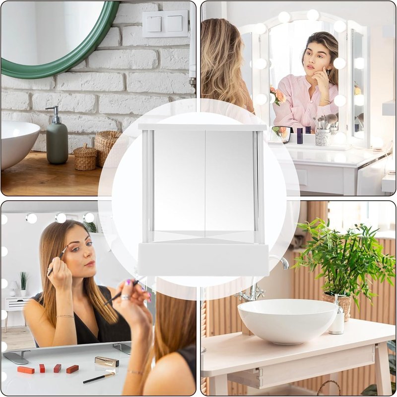 Oulores Non-Reversing Mirror with Real Image Reflection - Beveled Standing Cosmetic Inverted Mirror for Makeup, Hair Styling, Grooming, Facial Correction