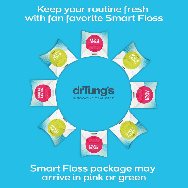 DrTung's Smart Floss - Natural Dental Floss, PTFE & PFAS Free, Gentle on Gums, Expands & Stretches, BPA Free - Cardamom Flavor (Pack of 4)