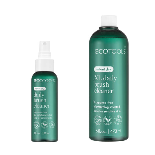 EcoTools Daily Makeup Brush Cleanser Spray, Quick Drying, Fragrance Free & Dermatologist Tested, Travel Size, TSA Approved, Cruelty-Free & Vegan 3 fl oz./89 ml. Bottle