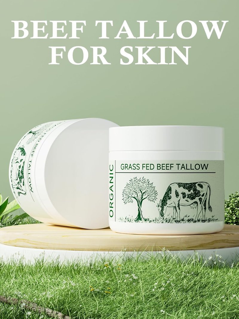 Beef Tallow Moisturizer - Nourishing Whipped Face Cream for Dry Skin | Unscented, 3-Pack