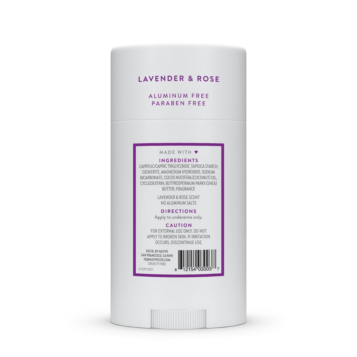 Native Deodorant Contains Naturally Derived Ingredients, 72 Hour Odor Control, Deodorant for Women and Men, Aluminum Free, Lavender & Rose 2.65oz