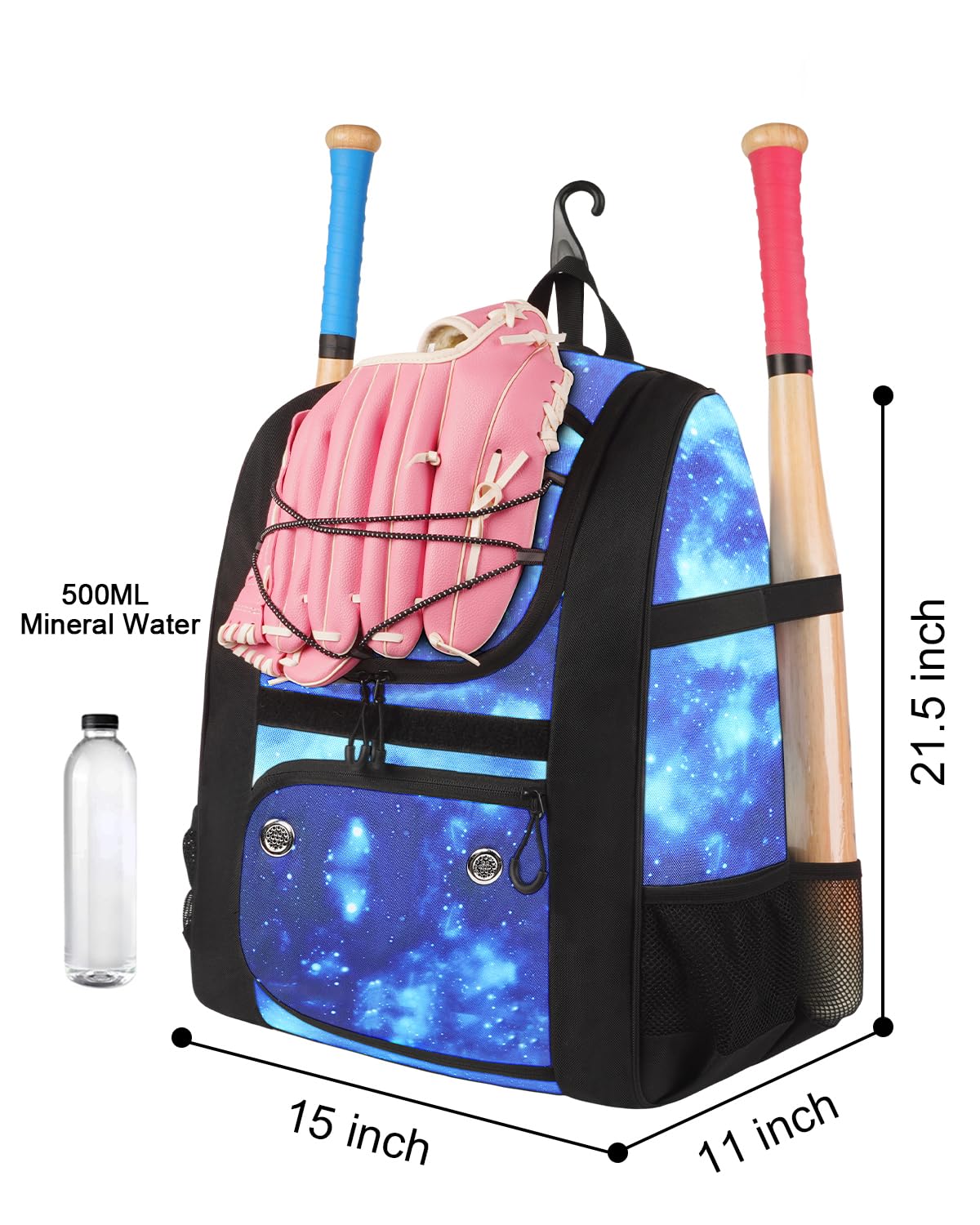 MATEIN Softball Bag, Lightweight Baseball Backpack with Shoe Compartment, Baseball Bag with Fence Hook for TBall Bat & Equipment, Softball Gifts Catchers Backpack for Women Fit Batting Glove, Helmet