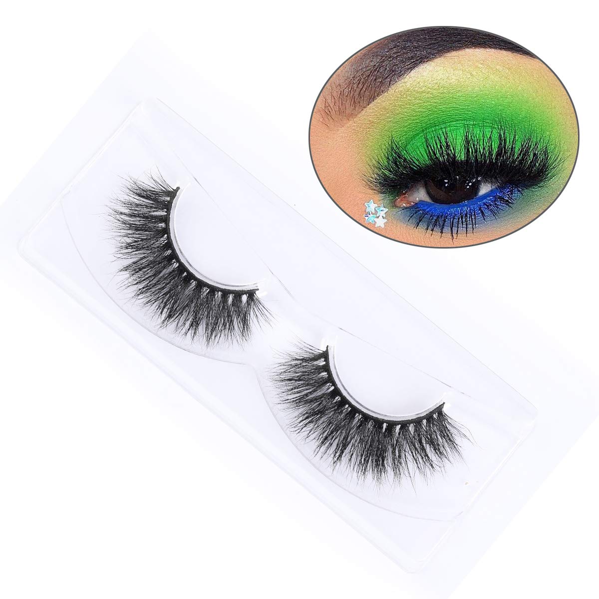 Miss Kiss Real 3d Mink Lashes Natural Look, Curly Fluffy False Eyelashes Strip, Soft Cat Fake Eye Lash Can be Reused for Women 1 Pair 12mm Length