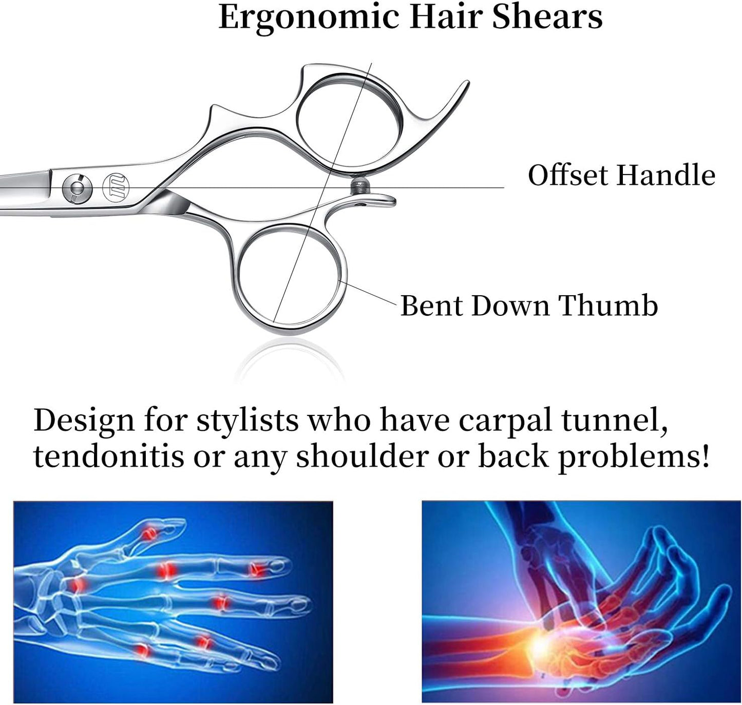 Moontay Hair Cutting Shears - 5.5" Professional Barber Scissors | 440C Japanese Stainless Steel, Large Finger Holes