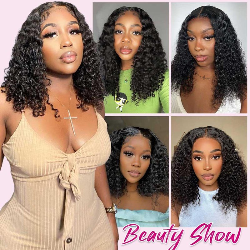 Omswet 5x5 HD Lace Deep Wave Closure Human Hair SKINLIKE 0.1mm Ultra-Thin Invisible HD Lace Pre Plucked Small Knots Closures 12A Unprocessed Brazilian Virgin Remy Hair Wet And Wavy 10 Inch