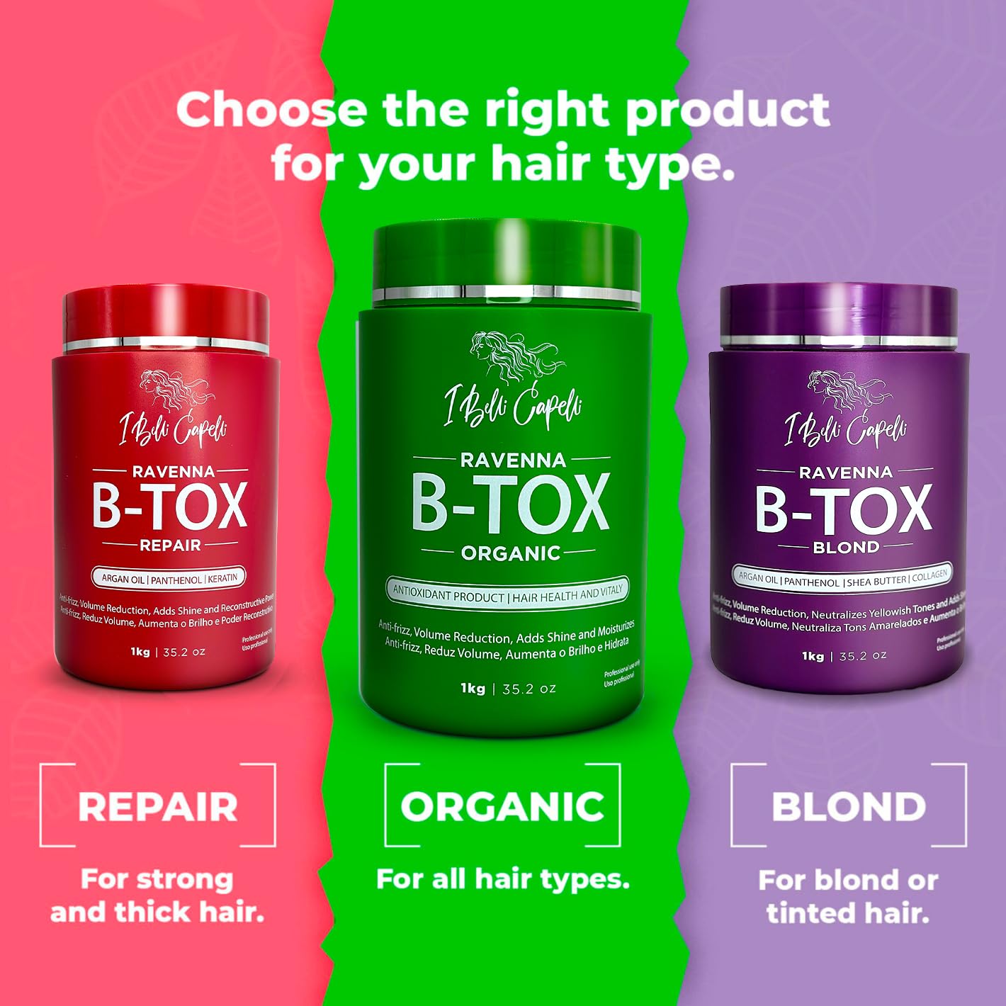 Ravenna Organic Hair B-tox Treatment - Anti-Frizz, Formaldehyde-Free Smoothing - 35.2 oz (1kg)
