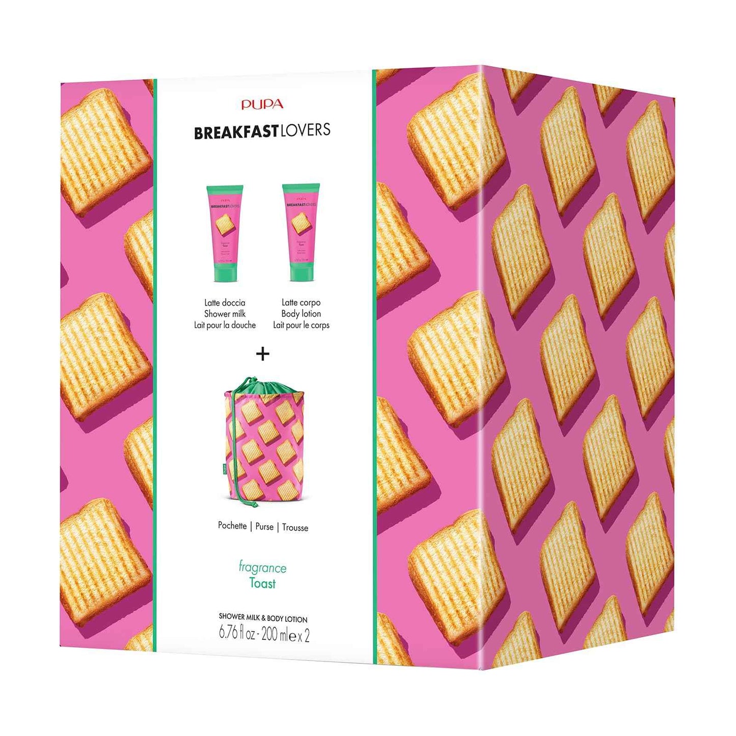 Pupa Milano Breakfast Lovers Set, Toast, 3 Pc - Body Wash and Lotion - Moisturizing Body Lotion - Hydrating Body Wash - Skin Care Gift Set