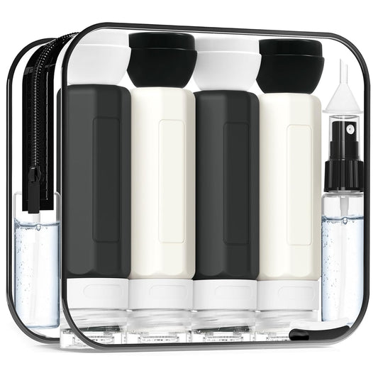 Redfly 17PCS Travel Bottles for Toiletries, TSA Approved Travel Size Containers, Leak Proof Travel Containers for Toiletries, Silicone Travel Kit for Shampoo, Conditioner, Lotion & Creams Purple