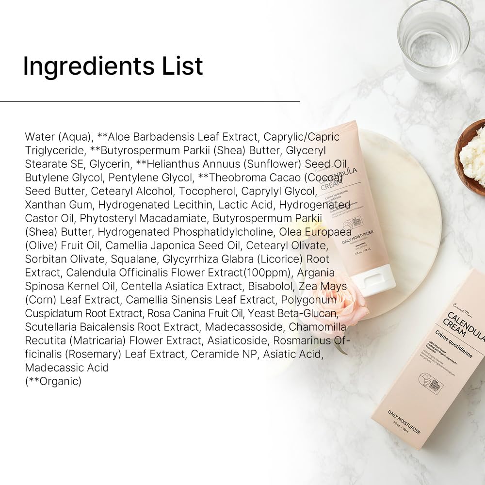 Calendula Cream Face Moisturizer for Sensitive Dry Skin - Cica & Ceramide Hydration | 100% Plant-Based Formula