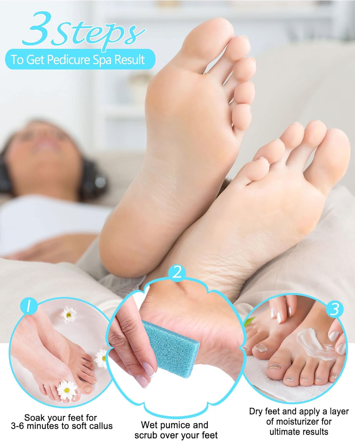 Maryton Natural Pumice Stone for Feet - Lava Foot Exfoliator Scrubber Pedicure Tools, Dead Skin Corn Callus Remover for Feet and Hands, 1 Count