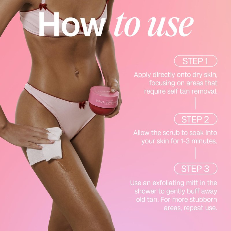 Bali Body Express Tan Remover | Self Tanner Remover & Exfoliating Body Scrub | Fake Tanning Eraser for Streak-Free Skin | Works on Self Tan, Fake Tan & Spray Tan | Vegan, Grapefruit Scent