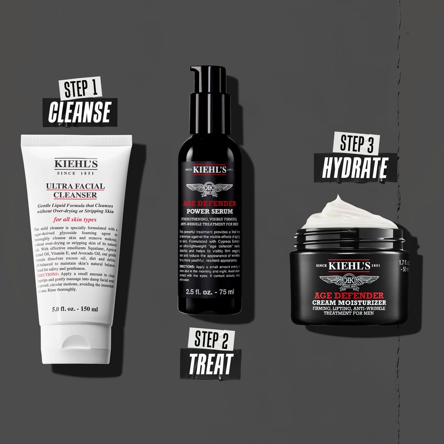 Kiehl's Age Defender Cream Moisturizer, Men's Anti-Aging Face Cream Reduces Fine Lines & Wrinkles, Firms Skin + Exfoliates, Clinically Tested to Lift, Firm, And Minimize Fine Lines & Wrinkles, For Men