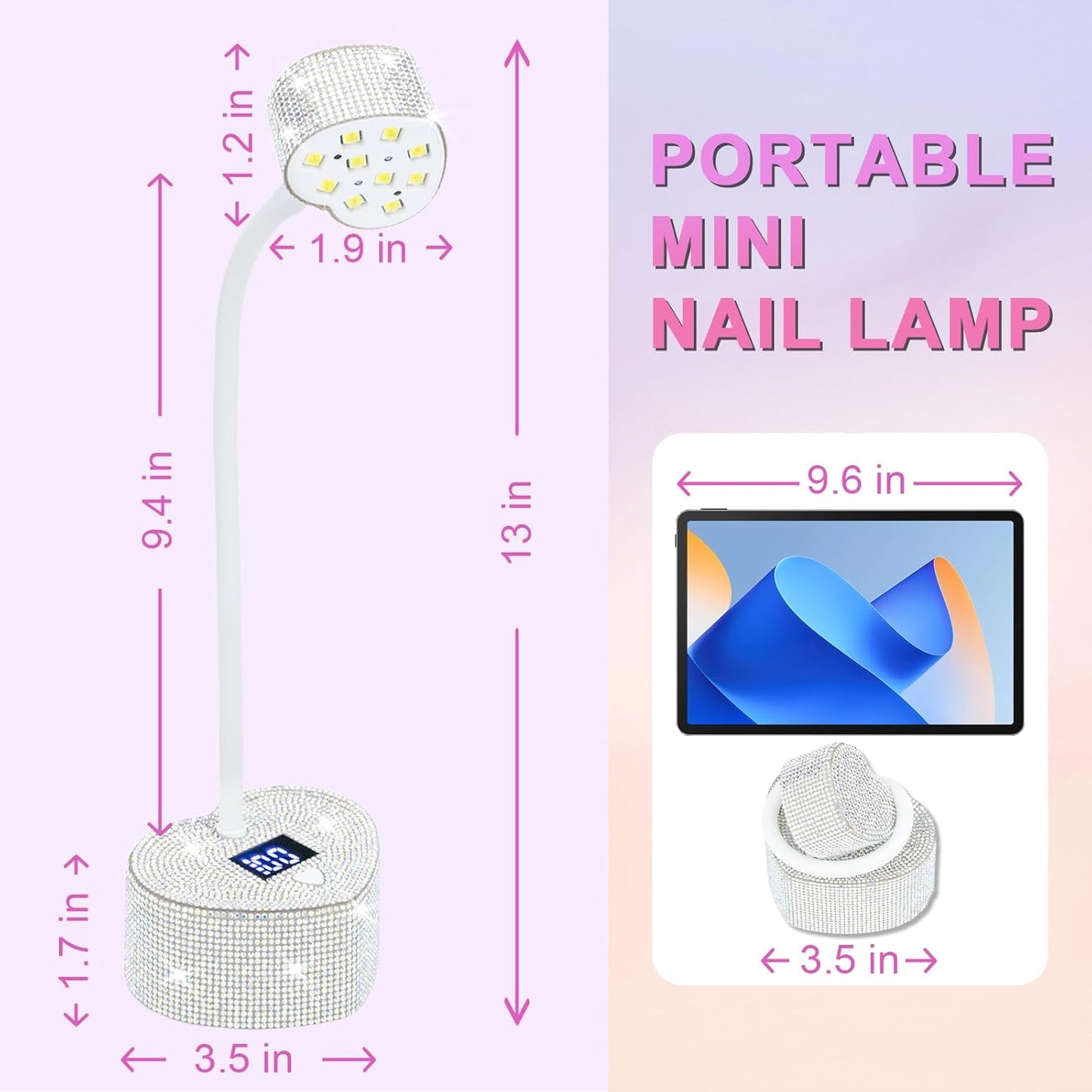 Mini UV Nail Lamp - 30W Fast Curing Gel Nail Light with Auto Sensor & 2 Timers | Rechargeable for Home & Salon Use