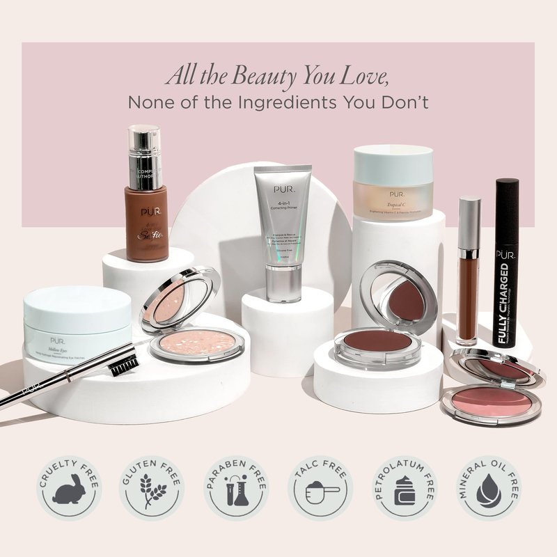PÜR MINERALS Creamy Eyeshadow & Primer with Peptides, On Point Tint (Satin) - Buildable, Cream-to-Powder Formula for Light to Medium Coverage - Shimmery, Crease-Resistant Shades- Long-Lasting