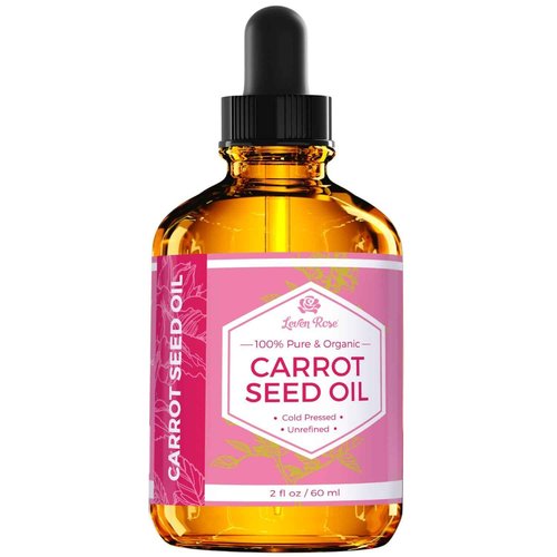 Carrot Seed Oil by Leven Rose, 100% Pure Unrefined Cold Pressed Moisturizer for Hair Skin and Nails 2 oz