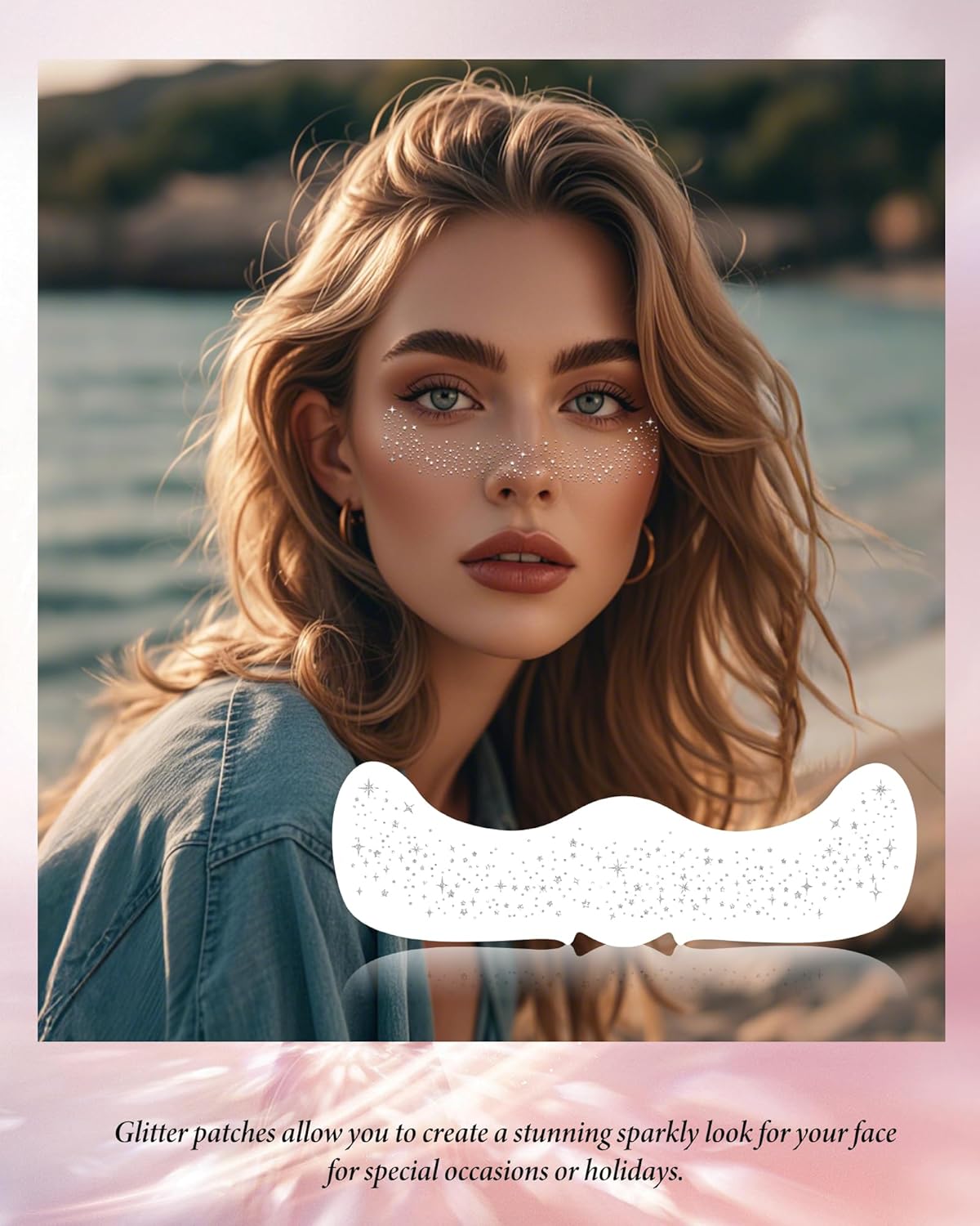 Face Glitter, Gold Temporary Face Tattoos Stickers, Body Face Glitter for Women Girls, Country Concerts Singer Festival Rave Accessories (Gold - 10 pcs)