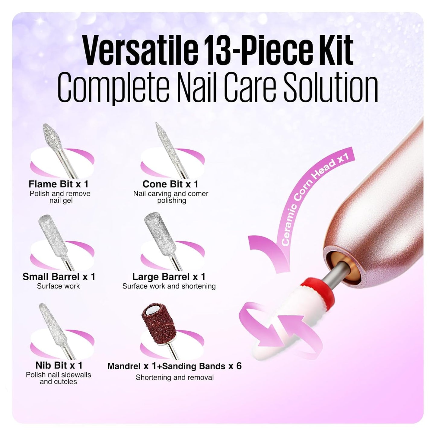 MEFA Nail Drill, 16 PCS Kit Electric Nail Drill with Nail Drill Bits & Cuticle Oil Pen, Portable Electric Nail File Professional, 20000RPM Manicure Pedicure Nail Set Efile Nail Drill for Home Salon