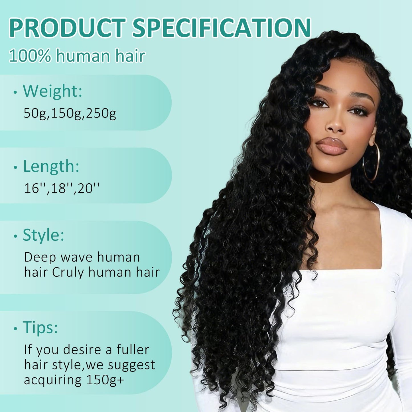 Boho Human Hair for Braiding 20 Inch 100% Brazilian Virgin Remy Hair Bulk 50g Curly No Chemical Processing Soft Silky 1 Bundle Natural Color for Bohemian Braids Knotless Braids