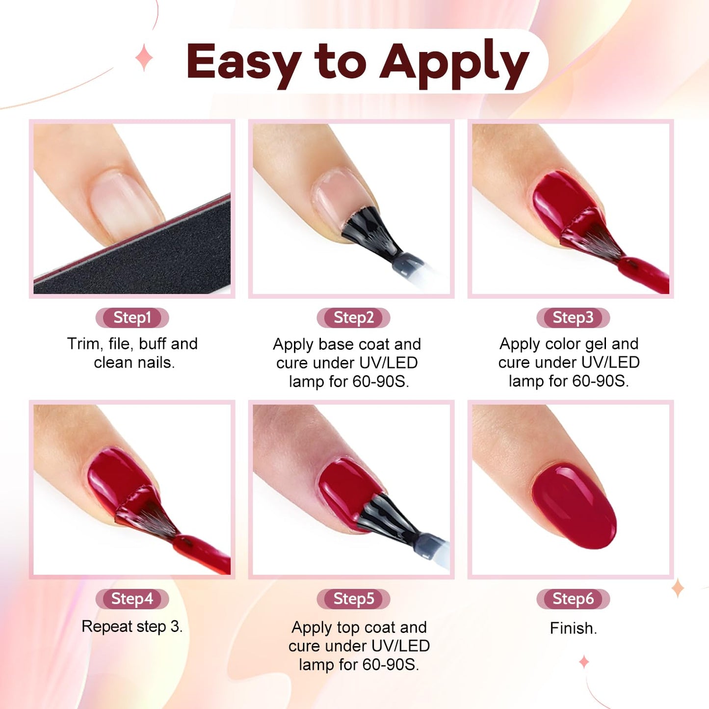 JODSONE Gel Nail Set 20+3 Colors High Shine Gorgeous Gel Polish Base Top Matte Coat Nice Gifts Show Charm