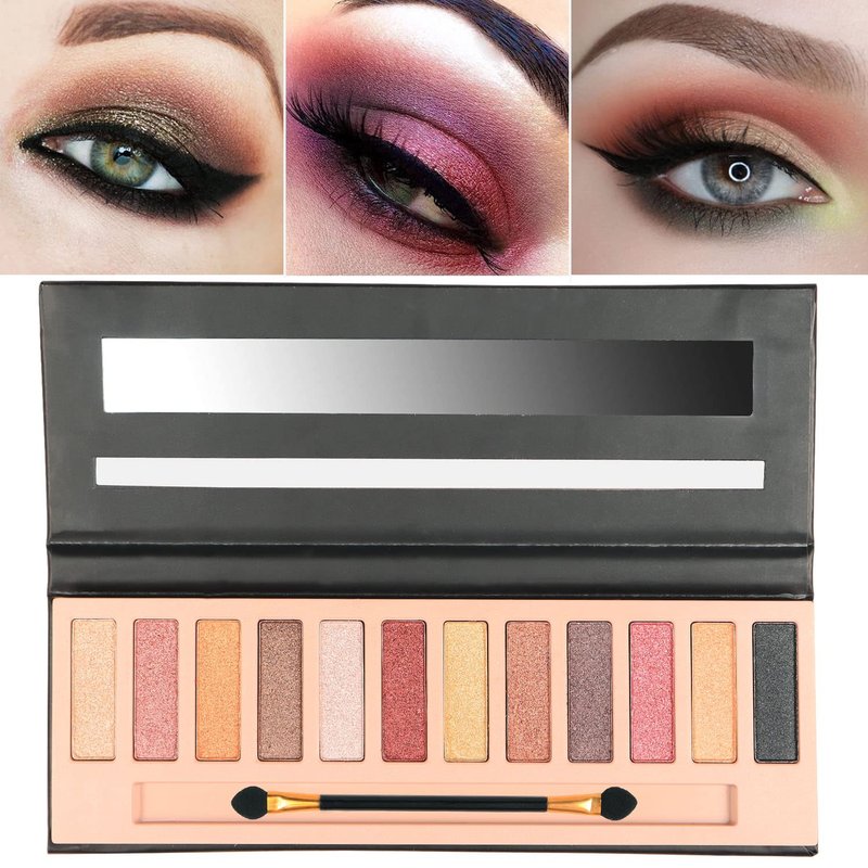 Sulily 12 Colors Naked Eyeshadow Palette Kit, Nude Matte Shimmer Smokey Glitter Pigment Eye Shadow Palettes, Professional Waterproof Makeup Palettes, Eye Shadow Gifts for Women