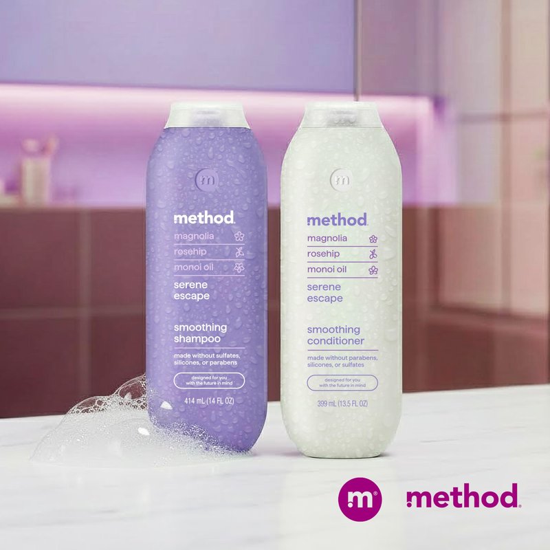 Method Smoothing Shampoo, Serene Escape – Combats Frizz, Safe for Color-Treated Hair - Sulfate-Free, Paraben-Free and Silicone-Free, 14 oz