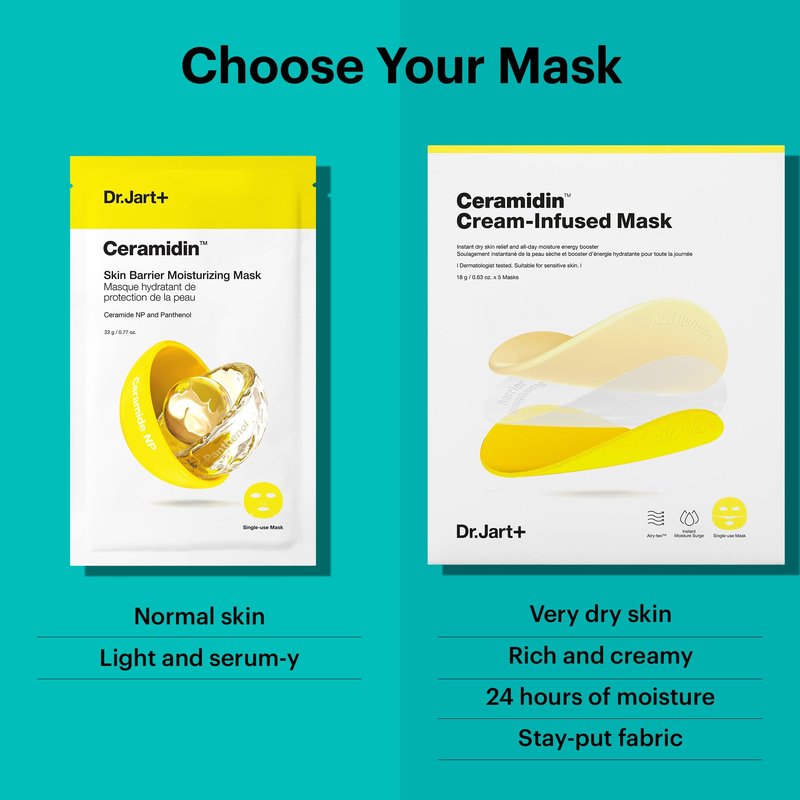 Dr.Jart+ Ceramidin Skin Barrier Moisturizing Korean Face Mask | Sheet Mask | Korean Skin Care | Travel Size, 1 Pack