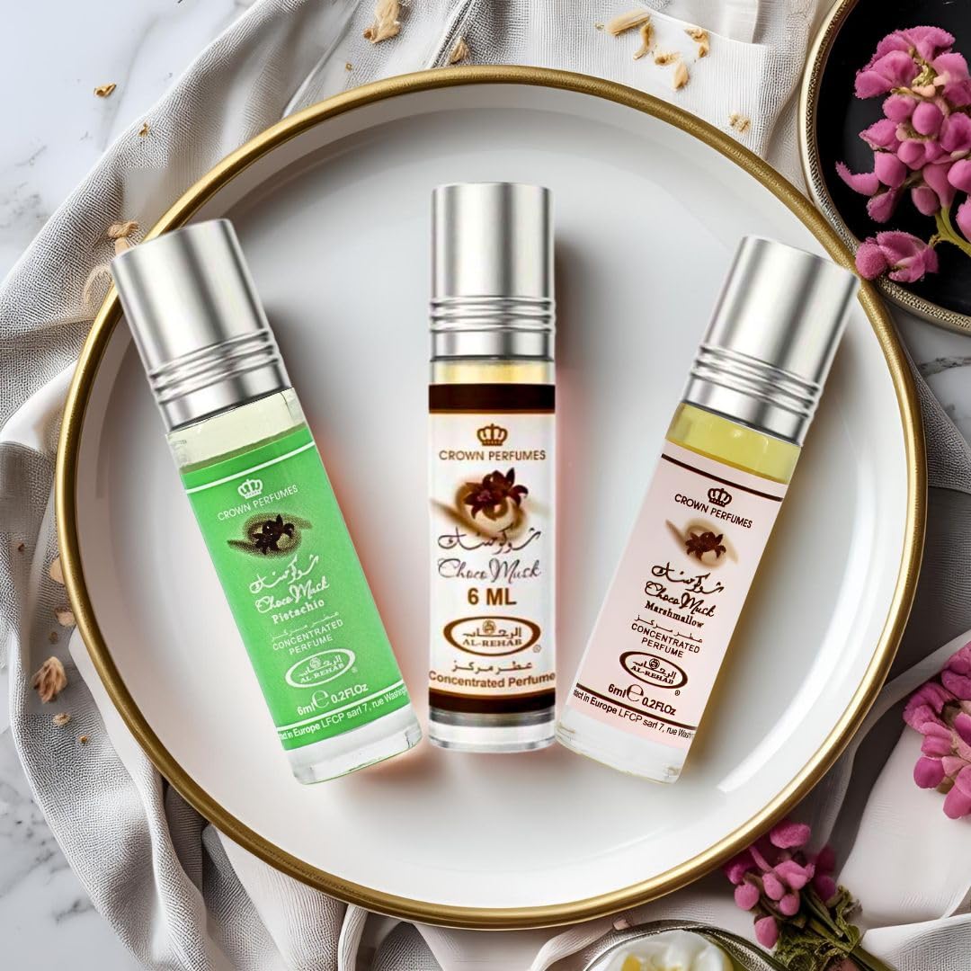 Al-Rehab Choco Musk Marshmallow Perfume Oil Roll-On - 6ml (0.2 oz) | Gourmand Fragrance with Strawberry, Marshmallow & Cocoa | Sweet, Fluffy & Addictive | Arabian Dessert Scent for Women