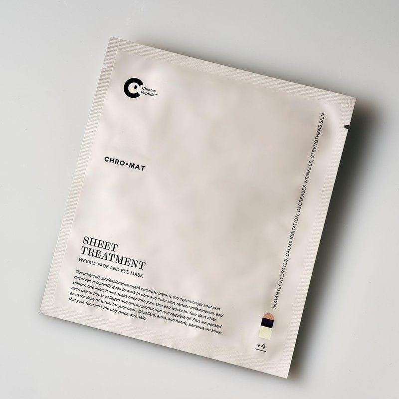 CHROMAT Sheet Treatment – 4 Pack Sheet Mask – Face & Eye Mask with Chroma Peptide, Fucoreverse, Tens’Up & Lyocell - Hydrating & Smoothing