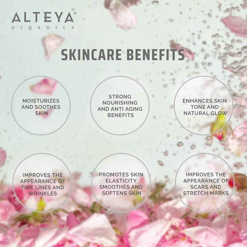 Alteya USDA Organic Bulgarian Rose Oil Rosa Damascena Otto Multi-Use Essential Oil Blend Excellent for Aromatherapy, Fragrance, Skincare and Massage Therapy 10mL