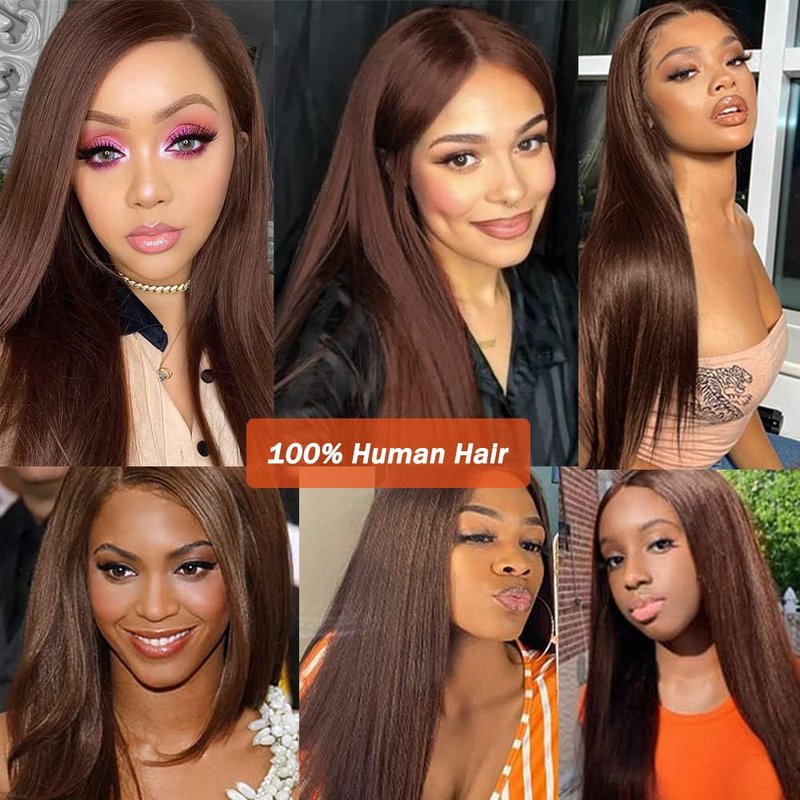 Kafeier 5x5 Chocolate Brown Closure 4# 100% Human Hair Pre Plucked With Baby Hair stright Closure 5 by 5 Lace frontal 12 Inch