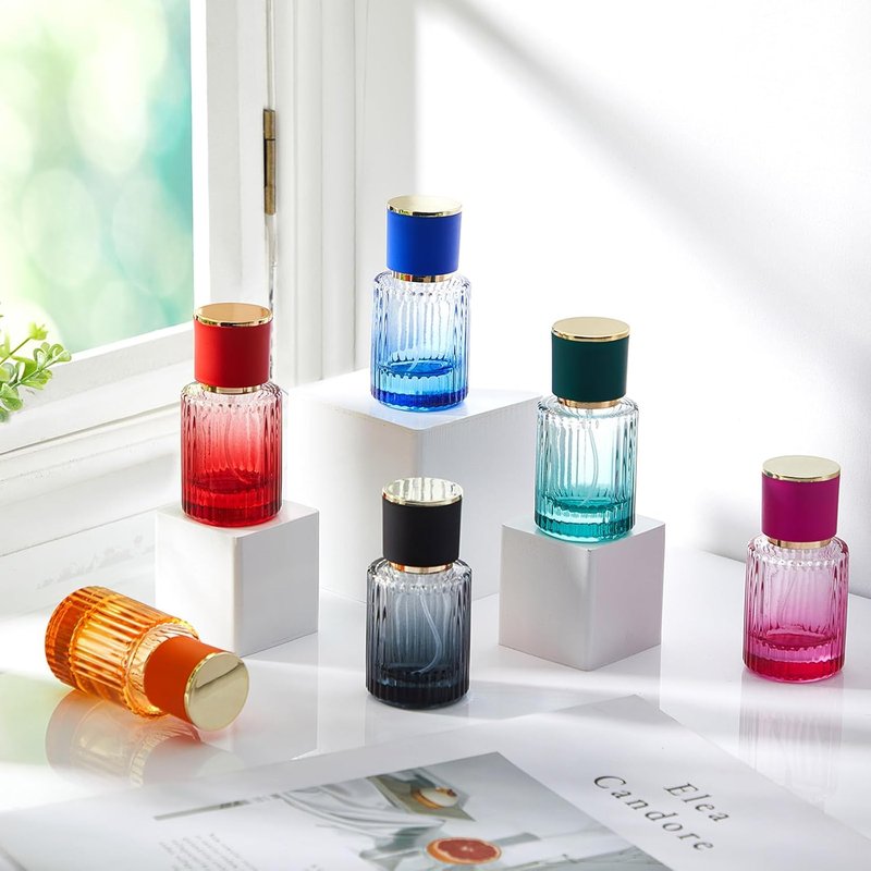 12 Pcs Empty Glass Perfume Bottles Set - Refillable Atomizer for DIY Fragrance | Vintage Design, 50ml