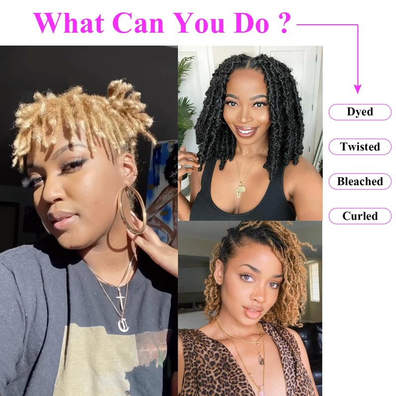 0.2 cm Width 6 Inch 30 Strands Human Hair Loc Extensions, Natural Black 100% Full Handmade Permanent Real Human Hair Dreadlock Extensions for Women/Men/Kids Can Be Dyed Bleached Curled Twisted