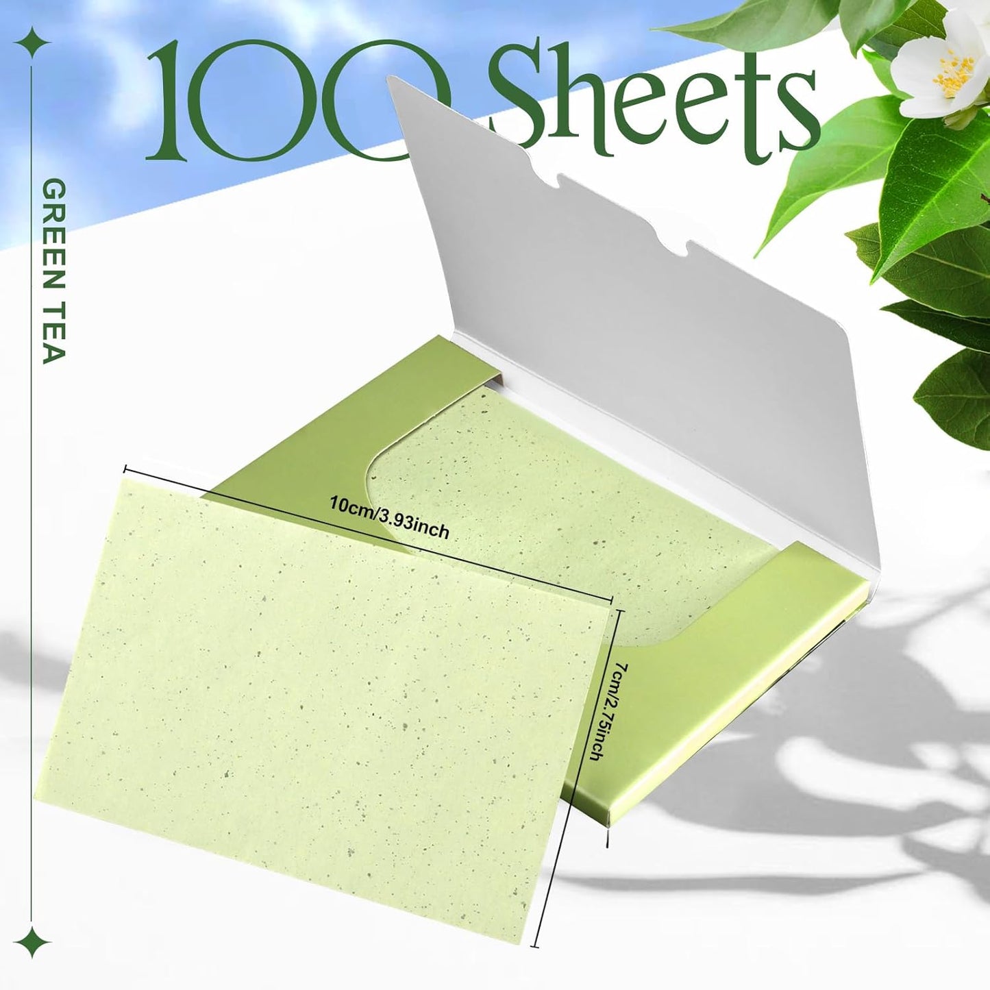 Teenitor Oil Blotting Sheets for Face, 400 Sheets Green Tea Oil Absorbing Sheets Blotting Paper for Oily Skin, Oil Absorbent Pads Face Oil Wipes Oil Sheets for Women, Oil Control Film Large 10cmx7cm