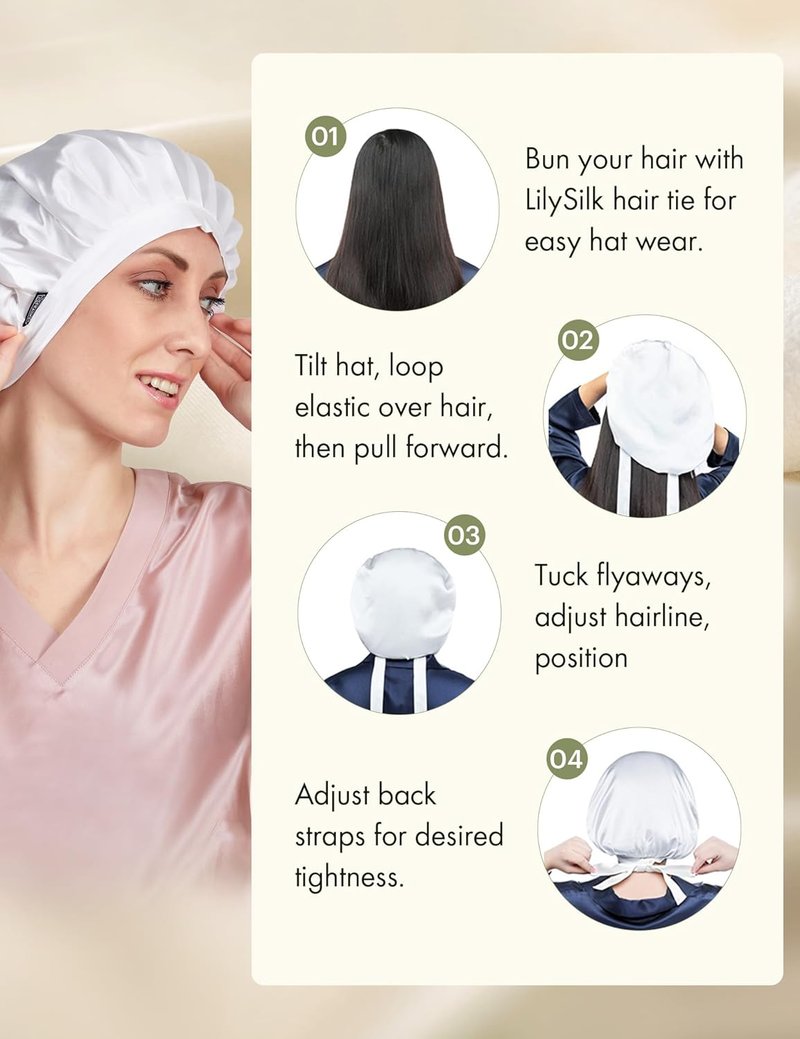 LilySilk 100% Mulberry Silk Bonnet - Adjustable Sleep Cap for Hair Protection | Avocado Green