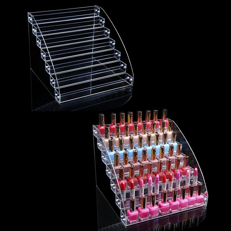 7 Tiers Essential Oils Nail Polish Rack Acrylic Lipstick Holder Display Stands Dropper Bottle Organizers Wide Tall Dresser Balls Commodity Goods Shelf for Store Shop Countertop Checkout Counter Case