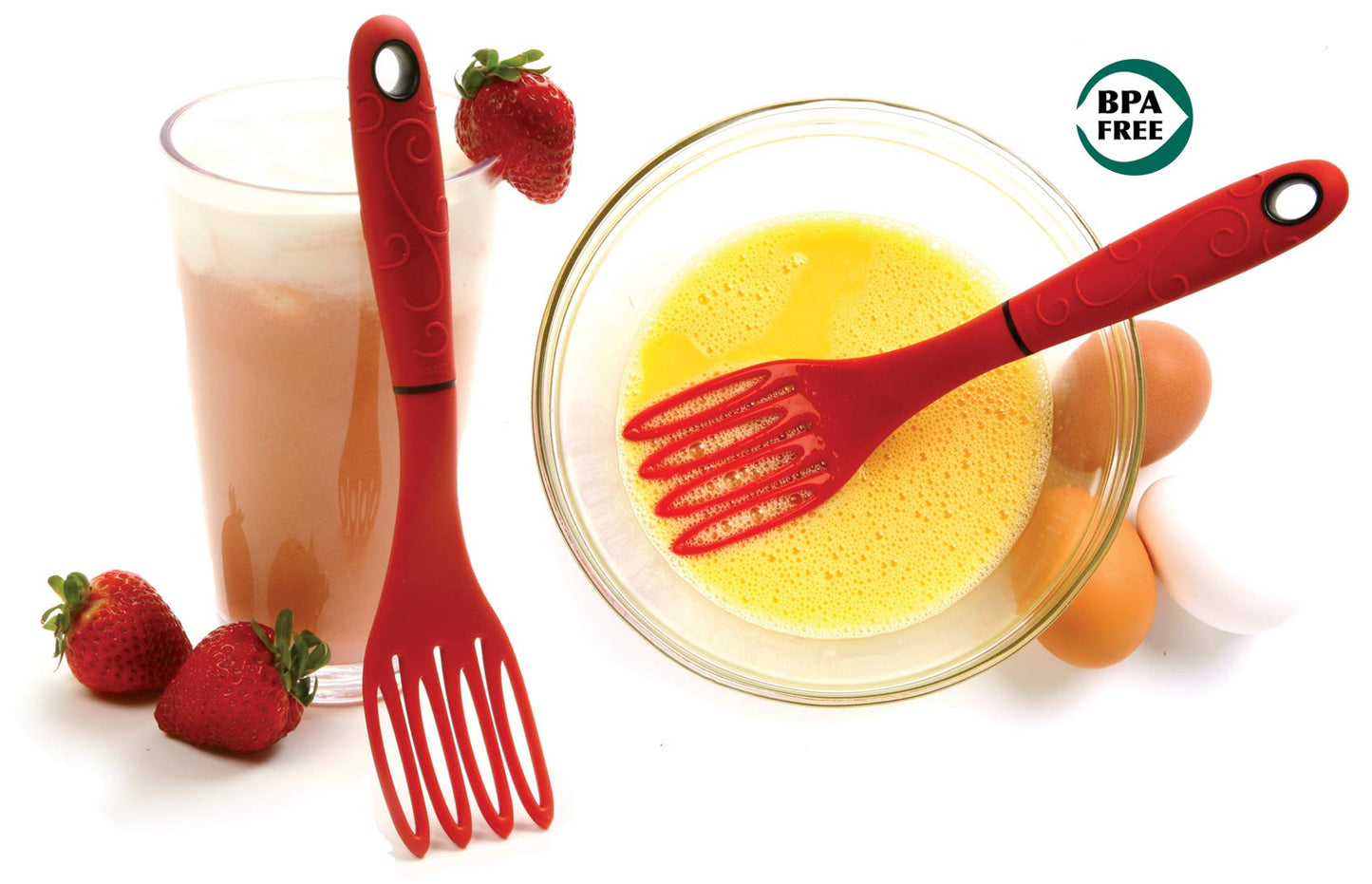 Norpro Grip EZ Fiskie Red Santoprene Combination Fork and Whisk