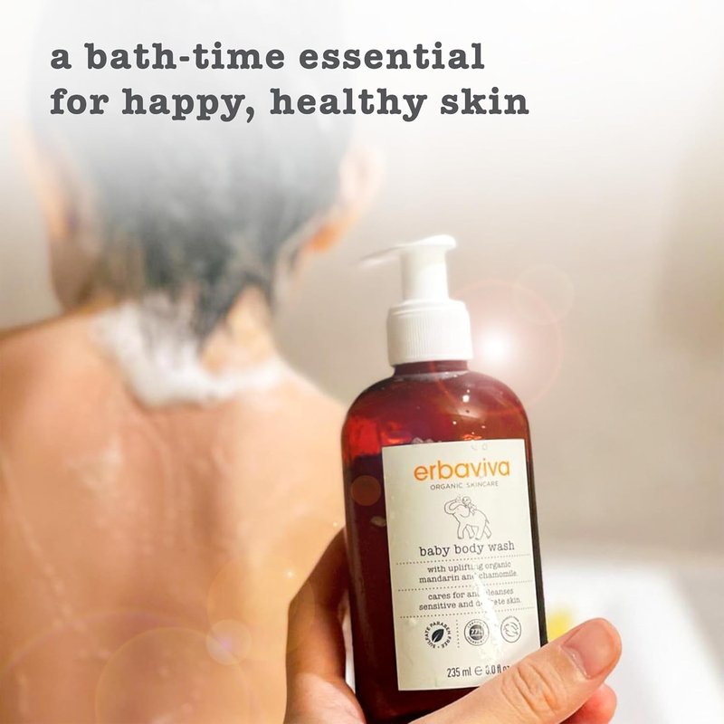 Erbaviva Baby Body Wash - Gentle Organic Formula for Sensitive Skin | 8 fl Oz