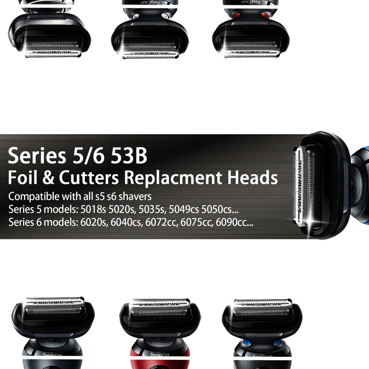 2Pcs 53B Series 5/6 Foil & Cutter Replacement Heads for S5 S6(New Gens) 5018s, 5020s, 5035s, 5050cs 5762 6020s, 6040cs, 6072cc, 6075cc...